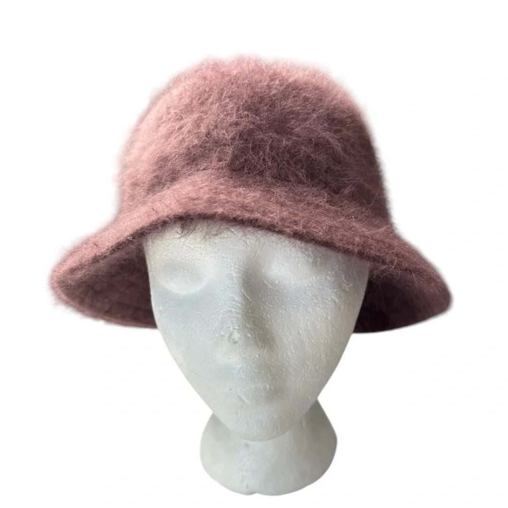 Kolob Furry MOHAIR Fedora Bucket Hat Winter Classic Deep Burgundy Classic Winter